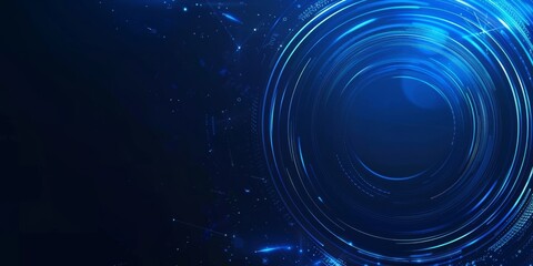 Obraz premium Explore an abstract blue circular technology background featuring digital elements and swirling light effects
