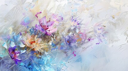 Art paints with abstract flowers and grains