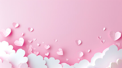 Horizontal Banner with Pink Sky Clouds