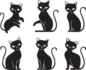 Fototapeta premium A set of cats vector art silhouette illustration