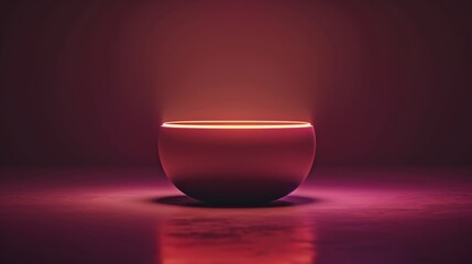 Modern touch, a radiant bowl on a dark magenta background, ideal for creative projects
