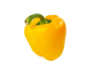 Yellow bell pepper side view studio shot isolated on white background