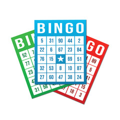 Bingo lotto cards with numbers isolated on white background. Vector stock