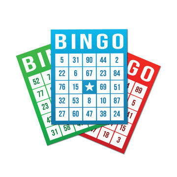 Bingo lotto cards with numbers isolated on white background. Vector stock