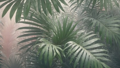 Palm leaves evergreen summer realistic on transparent backgrounds