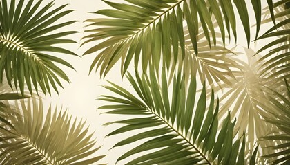 Palm leaves evergreen summer realistic on transparent backgrounds