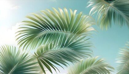 Palm leaves evergreen summer realistic on transparent backgrounds