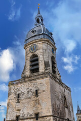 The Belfry in Amiens (Le Beffroi d'Amiens, dating from 15C). Le Beffroi d'Amiens is a UNESCO World Heritage site. Amiens, Picardy, Somme, France.