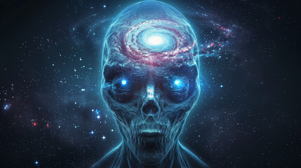 alien, extraterrestrial, sci-fi, galaxy, cosmos, space, futuristic, otherworldly, alien portrait, interstellar, celestial being, galactic, mysterious, alien intelligence, cosmic entity, space creature
