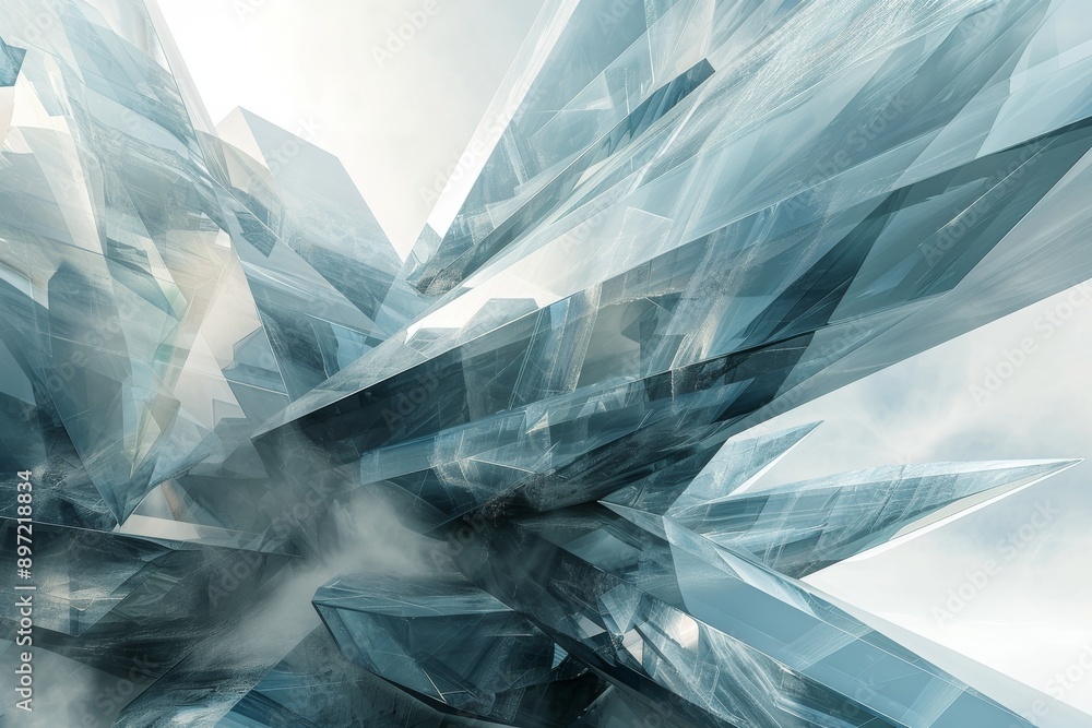 Poster this abstract photo showcases a composition of blue and white shapes, creating a visually intriguing