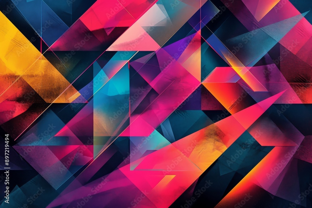 Poster a vibrant and dynamic abstract background featuring a multitude of different colors, futuristic geom