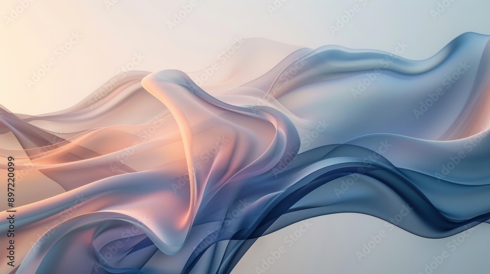 Poster abstract image of flowing fabric with soft, pastel gradients creating a sense of movement and tranqu