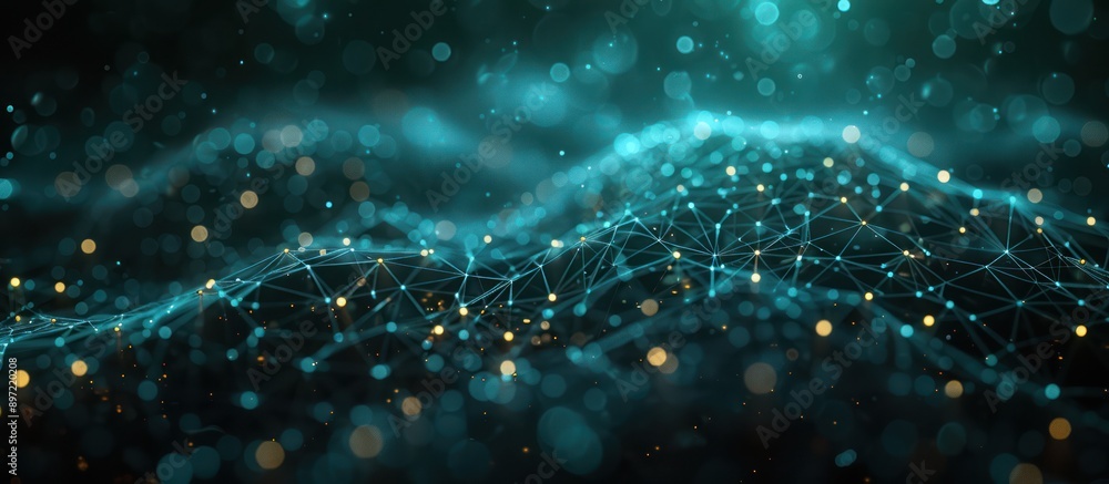 Aufkleber abstract network with glowing particles