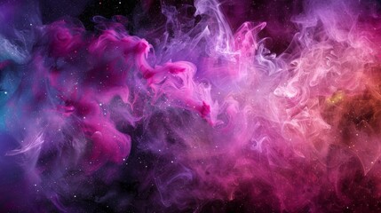 Fototapeta premium Colorful nebula clouds swirling in the vast universe with twinkling stars in a colorful background