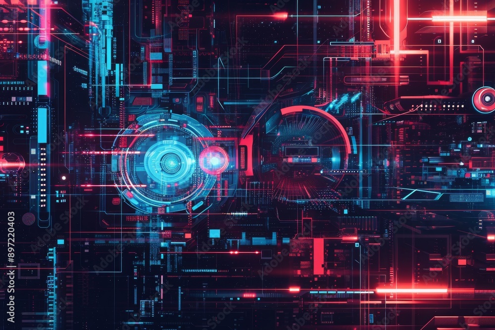 Poster an image showcasing an abstract background featuring numerous lines and circles in various sizes and