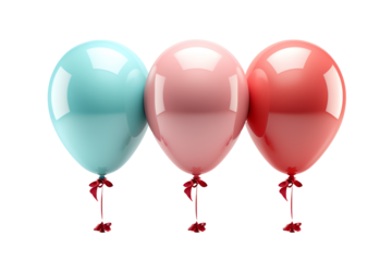 a group of balloons with bows