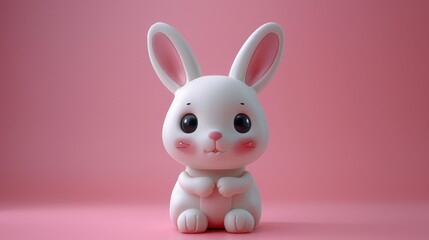 Obraz premium Cute Kawaii 3D Animal Character Design on Simple Backdrop