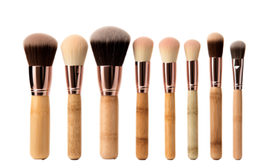 a row of makeup brushes