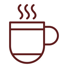 Hot Coffee Vector Line Maroon Icon Design