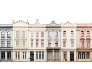 a row of multicolored buildings