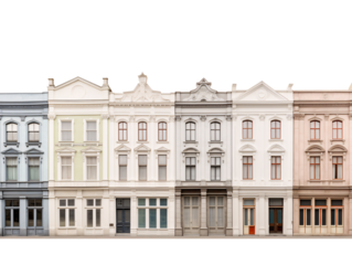 a row of multicolored buildings