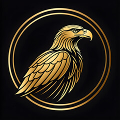 Fototapeta premium Majestic Golden Eagle Emblem on Black Background