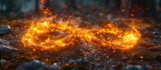 Fiery Infinity Symbol in a Forest Setting
