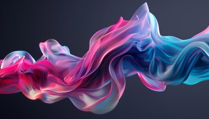 Obraz premium 3D rendering of colorful abstract fluid shapes moving on a dark background, capturing dynamic motion and vibrant colors, smooth lines, design