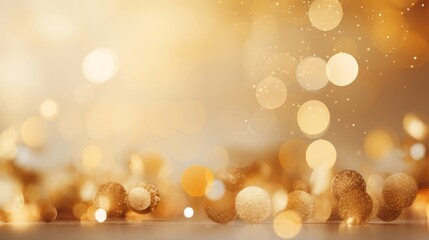 Golden bokeh background with defocused glitters  festive texture for celebrations and magic events