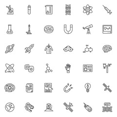 Science and technology line icons set