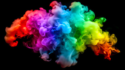 Obraz premium Vibrant Rainbow Smoke on Black Background