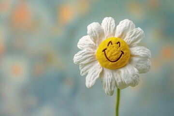 White daisy flower is showing a happy smiley face, bringing joy and cheer