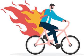 Fototapeta premium A flame was burning behind the businessman, business concept, wb and articles design,vector