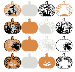 3D Layered Halloween Pumpkins svg template for laser and paper cutting, Multilayer  Pumpkin Art svg, Halloween scene svg, Haunted House Cut File, 