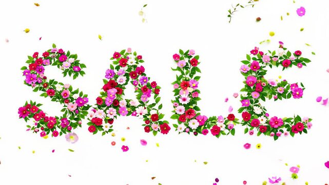 The word "SALE" spelled out with vibrant flower arrangements.
Concept: Perfect for marketing, advertising, and promotional materials