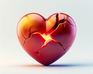 emoji icon of a red heart with a crack in the middle symbolizing a broken heart displayed on a white background The details are crisp and realistic