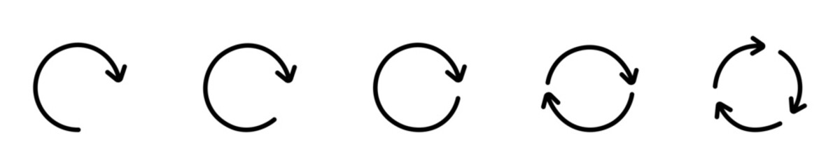 Circle icon with arrow. Round black arrow sign. Elements of the loading cycle line arrow vector