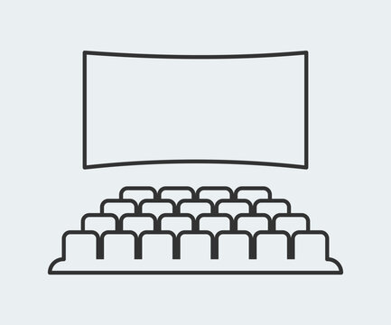recommend clip art: Cinema hall. Theatre stage. Movie theater entertainment screen.