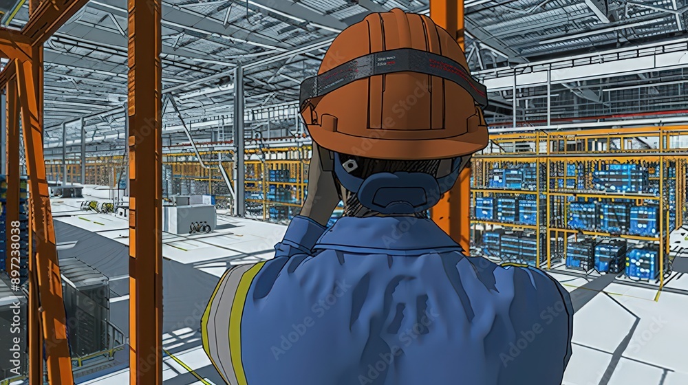 Poster investigate the role of virtual reality simulations in factory design, where engineers visualize