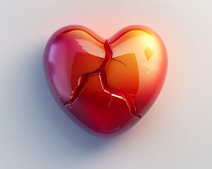emoji icon of a red heart with a crack in the middle symbolizing a broken heart displayed on a white background The details are crisp and realistic