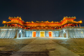 Imperial City with the Purple Forbidden City within the Citadel in Hue, Vietnam. Imperial Royal...