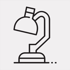 Desk lamp line Art silhouette vector on a white background