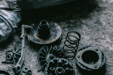 Mechanic to repair or check the motorcycle belt system  the engine belt system of the engine
