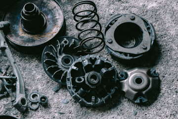 Mechanic to repair or check the motorcycle belt system  the engine belt system of the engine