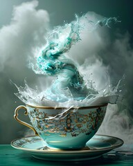 Teacup with spinning tornado