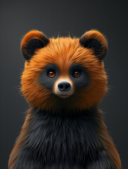 Cute red panda bear portrait against a dark background