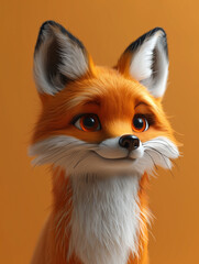 Obraz premium Adorable orange fox portrait with white fur and big eyes