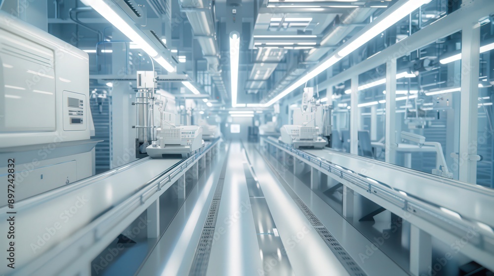 Poster showcase a smart factory equipped with ai-driven predictive maintenance systems,