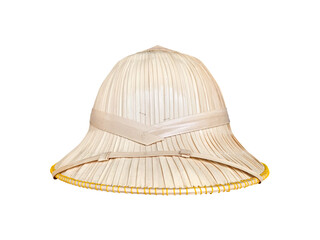 Hat made from palm leaves Inside is a vintage woven bamboo structure placed PNG transparent.