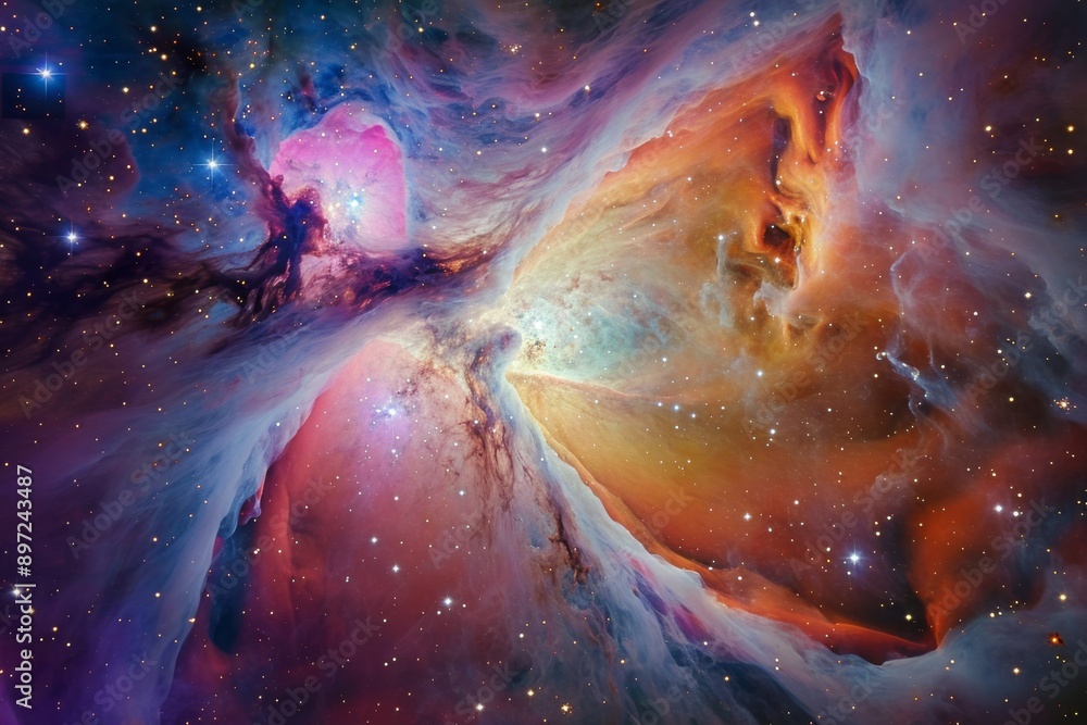 Wall mural an image showcasing a vibrant space filled with an array of colorful stars, inspiring view of a cele